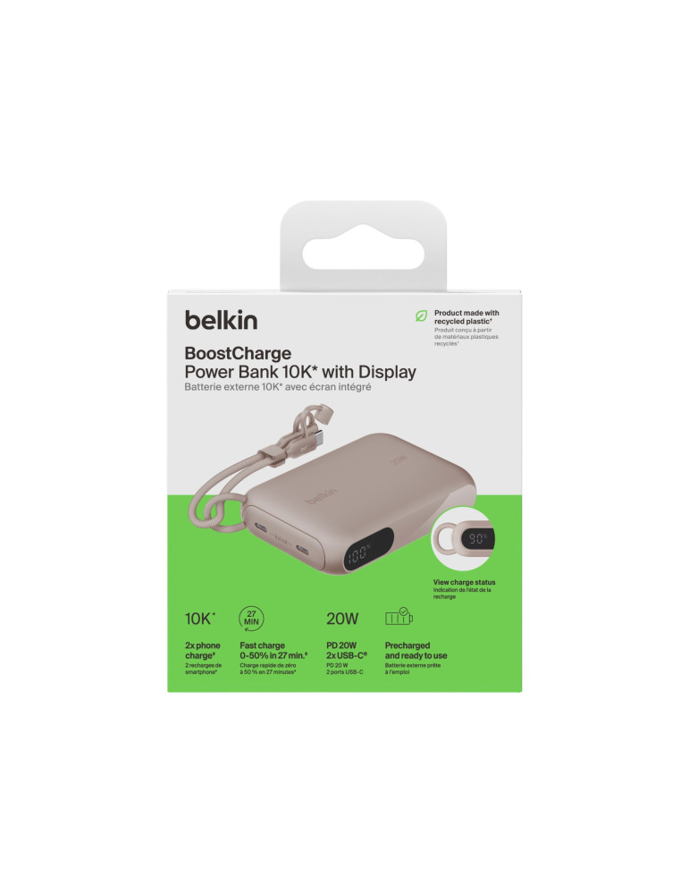 BELKIN PowerBank 10 000 mAh avec ecran Intégré (Sable)