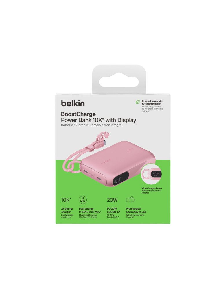BELKIN PowerBank 10 000 mAh avec ecran Intégré (Rose)