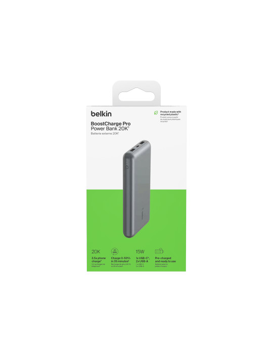 BELKIN PowerBank 10 000 mAh 15W (Gris Sidéral) | DOTIRI