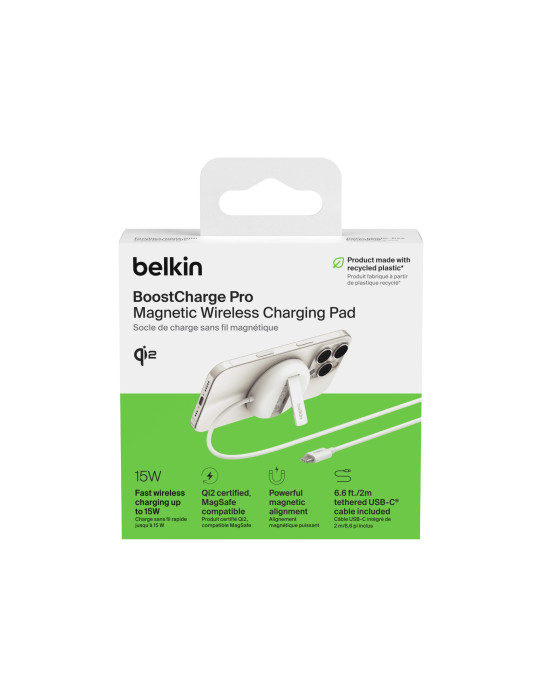 BELKIN Chargeur Magnétique Qi2 15W (Sans Adaptateur Secteur) (Blanc)