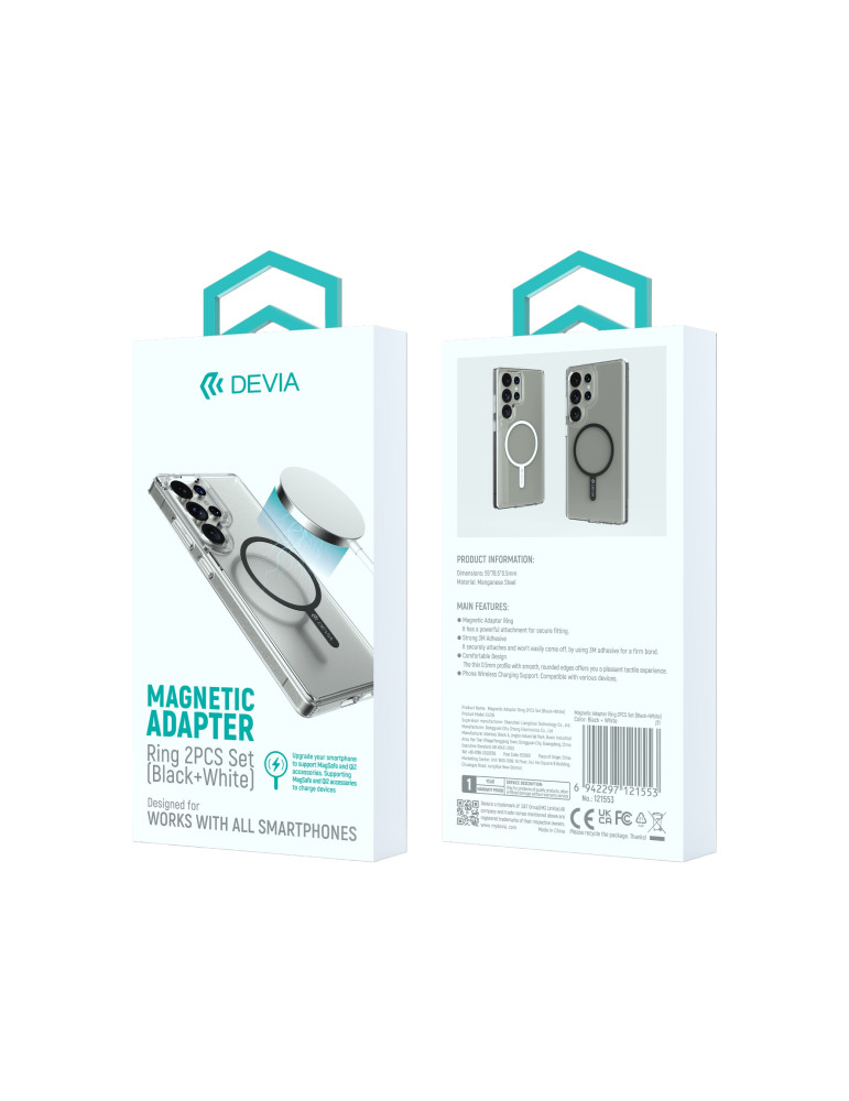 DEVIA Kit 2 Anneaux MagSafe pour Coque (Noir + Blanc)