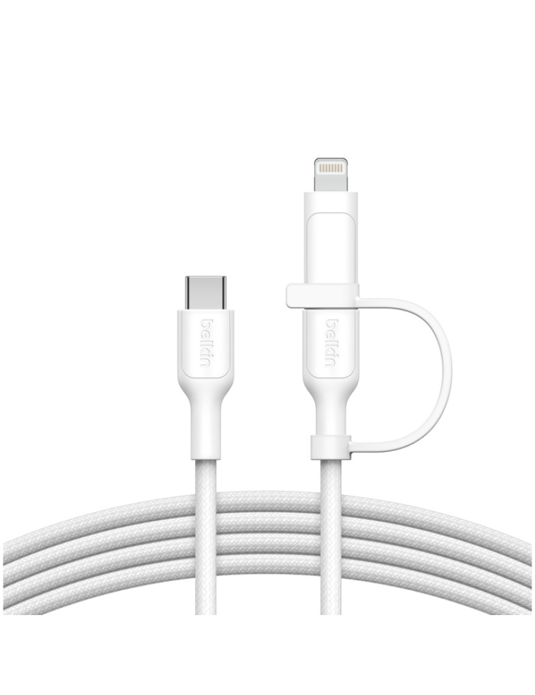 BELKIN BoostCharge Pro Câble 2-en-1 USB-C et Lightning 1.5m (Blanc)