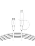 BELKIN BoostCharge Pro Câble 2-en-1 USB-C et Lightning 1.5m (Blanc)