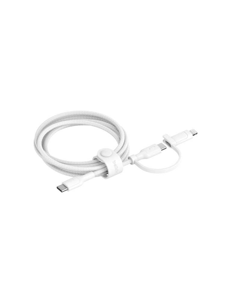 BELKIN BoostCharge Pro Câble 2-en-1 USB-C et Lightning 1.5m (Blanc)