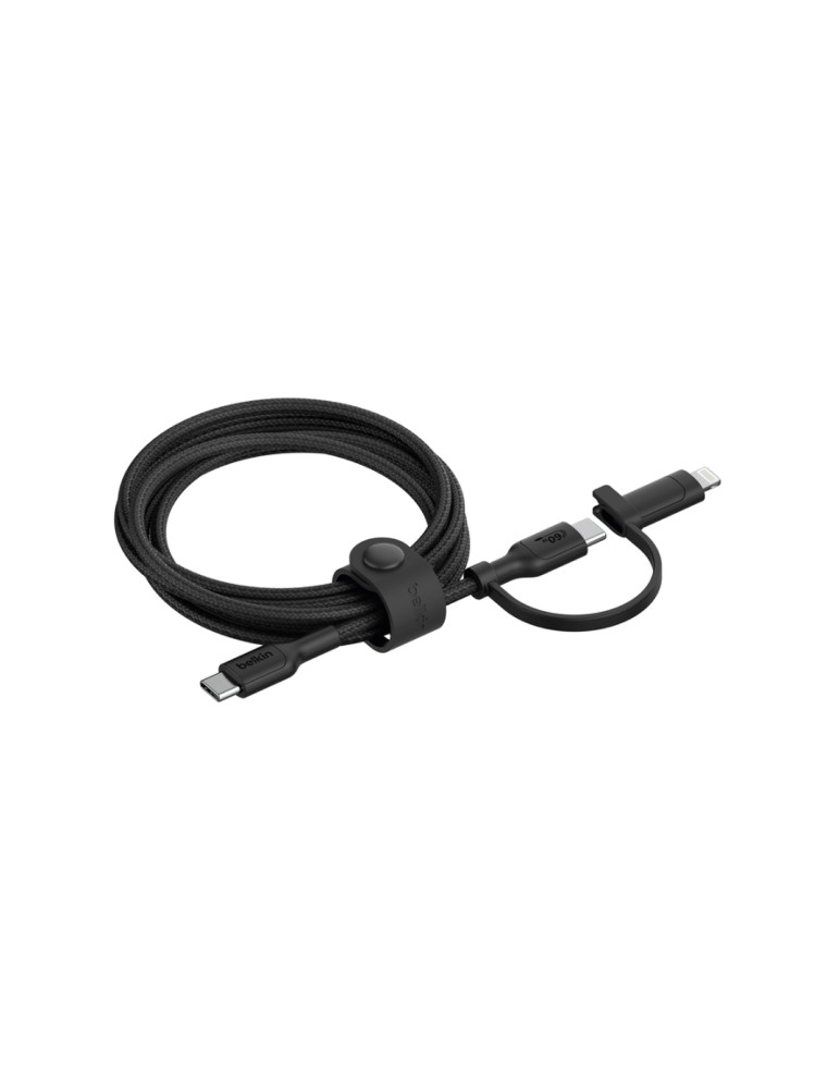BELKIN BoostCharge Pro Câble 2-en-1 USB-C et Lightning 1.5m (Noir)