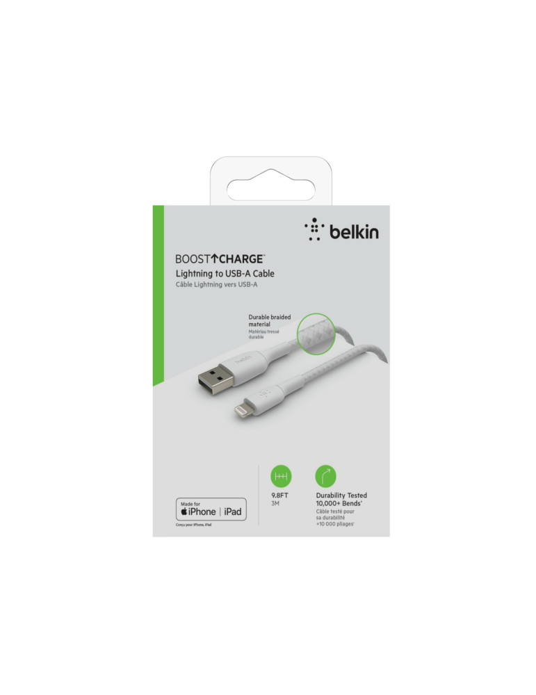BELKIN Câble Tressé Lightning 3m (Blanc) | DOTIRI