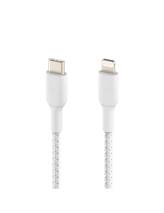 BELKIN Câble Tressé USB-C vers Lightning 2m (Blanc)