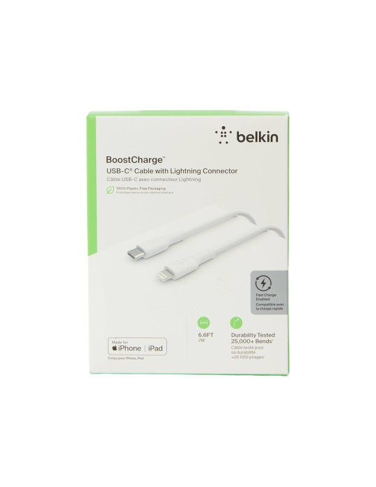 BELKIN Câble Tressé USB-C vers Lightning 2m (Blanc)