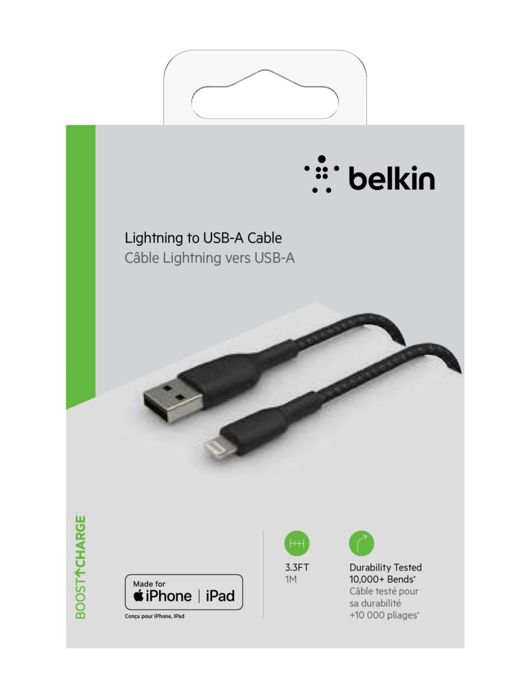 BELKIN Câble Tressé Lightning 3m (Noir) | DOTIRI
