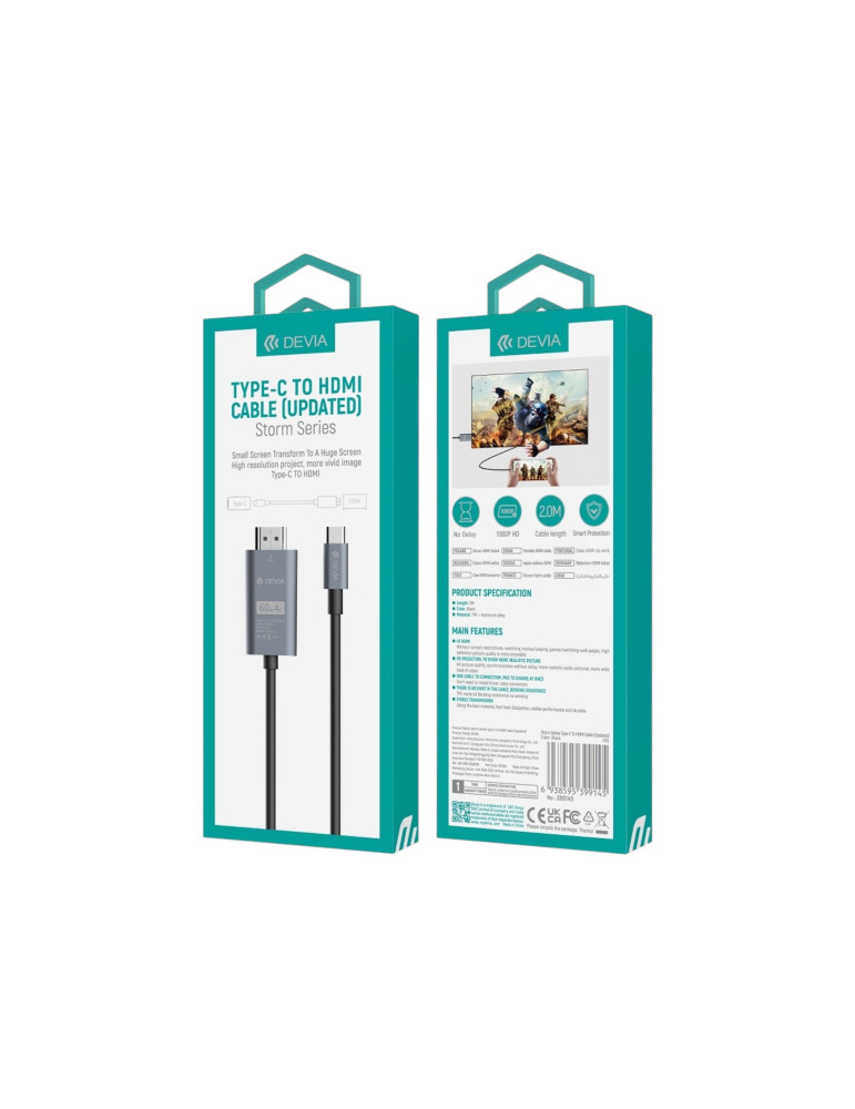 DEVIA Storm Series Câble USB-C vers HDMI 2m (Noir)