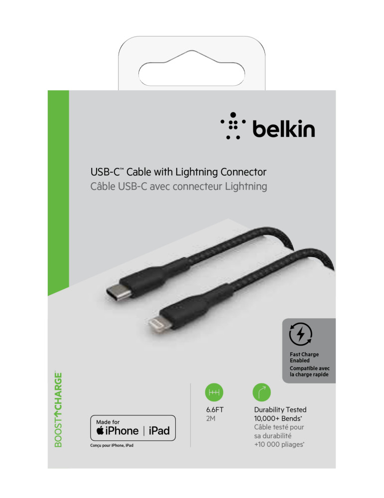 BELKIN Câble USB-C vers Lightning 2m (Noir) | DOTIRI