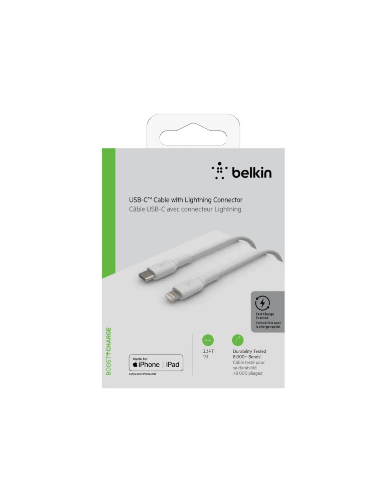 BELKIN BoostCharge Câble Lightning vers USB-C 2m (Blanc)