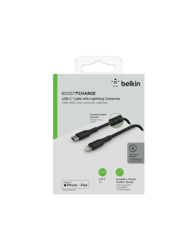 BELKIN Câble tressé USB-C vers Lightning 1m (Noir)