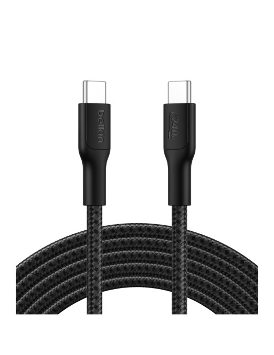 BELKIN Câble Tressé PCR USB-C vers USB-C 240W 2.0 3m (Noir)
