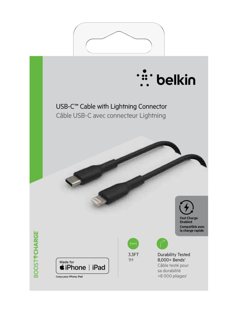 BELKIN Câble USB-C vers Lightning 1m (Noir) | DOTIRI