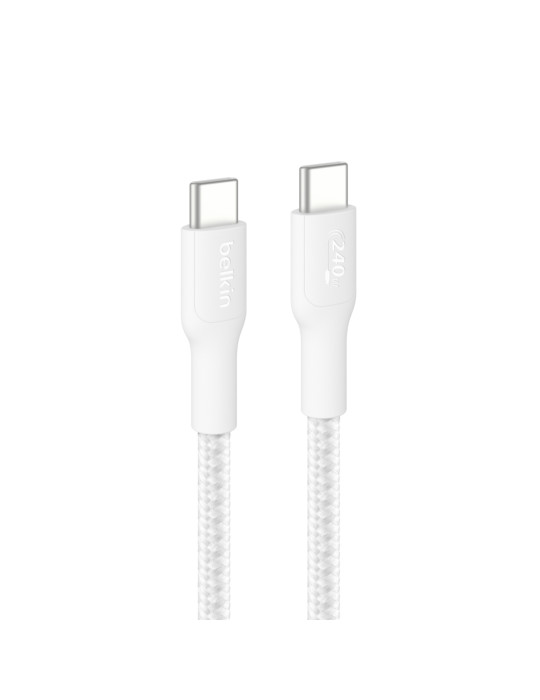 BELKIN Câble Tressé PCR USB-C vers USB-C 240W 2.0 2m (Blanc)