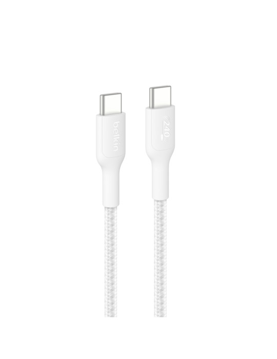 BELKIN Câble Tressé PCR USB-C vers USB-C 240W 2.0 1m (Blanc)