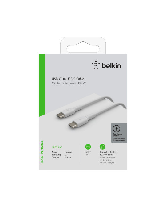 BELKIN Câble USB-C vers USB-C 1m (Blanc) | DOTIRI