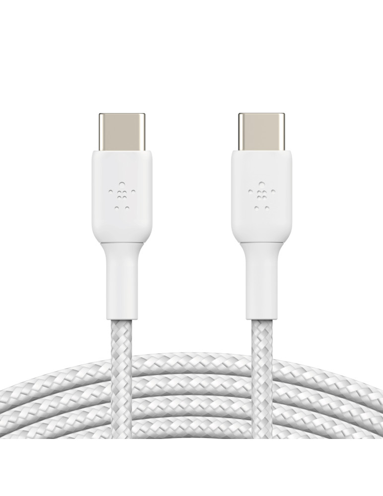 BELKIN Câble Tressé USB-C vers USB-C 1m (Blanc) | DOTIRI