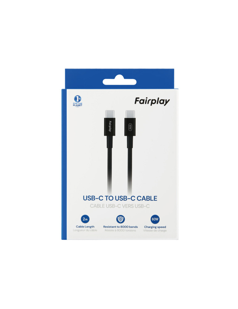 FAIRPLAY Câble 60W USB-C vers USB-C 2m (Noir) | DOTIRI