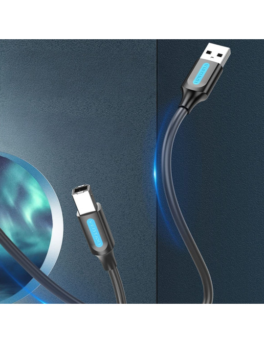 VENTION Câble USB-A Mâle vers USB-B Mâle 0,5m (Noir)