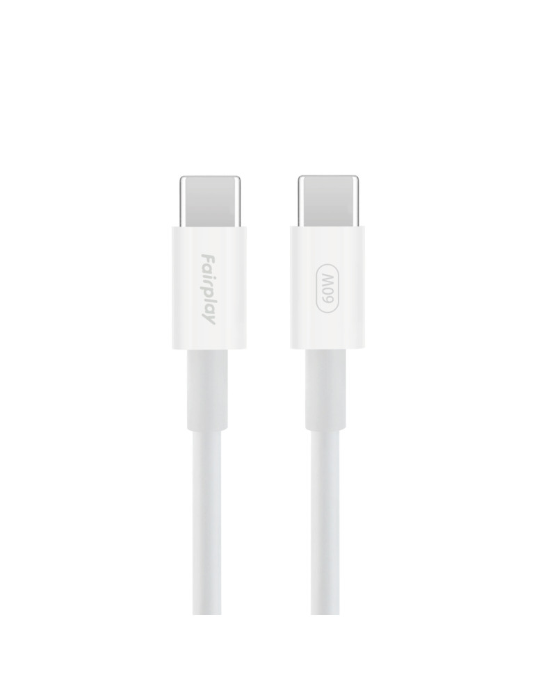FAIRPLAY Câble 60W USB-C vers USB-C 1m (Blanc) | DOTIRI