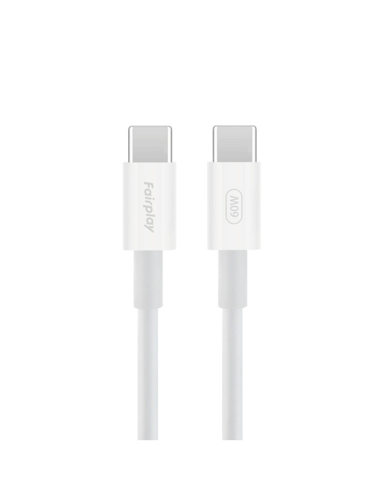 FAIRPLAY Câble 60W USB-C vers USB-C 1m (Blanc) | DOTIRI
