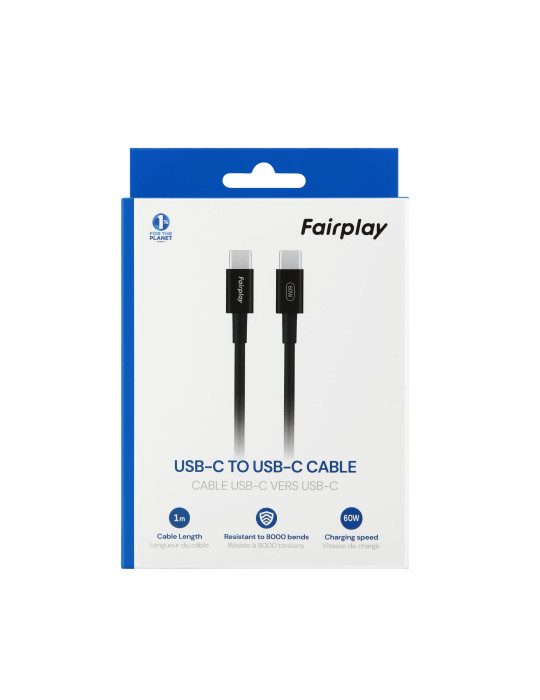 FAIRPLAY Câble 60W USB-C vers USB-C 1m (Noir) | DOTIRI