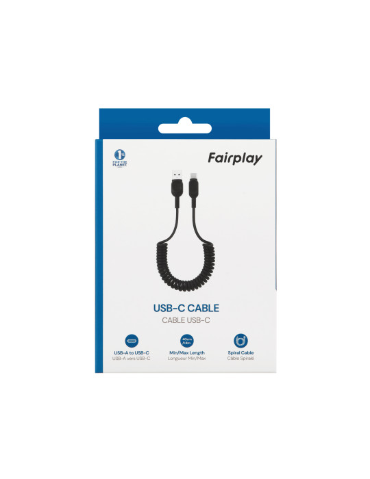 FAIRPLAY Câble Twisted USB-C 1,8m (Noir) | DOTIRI