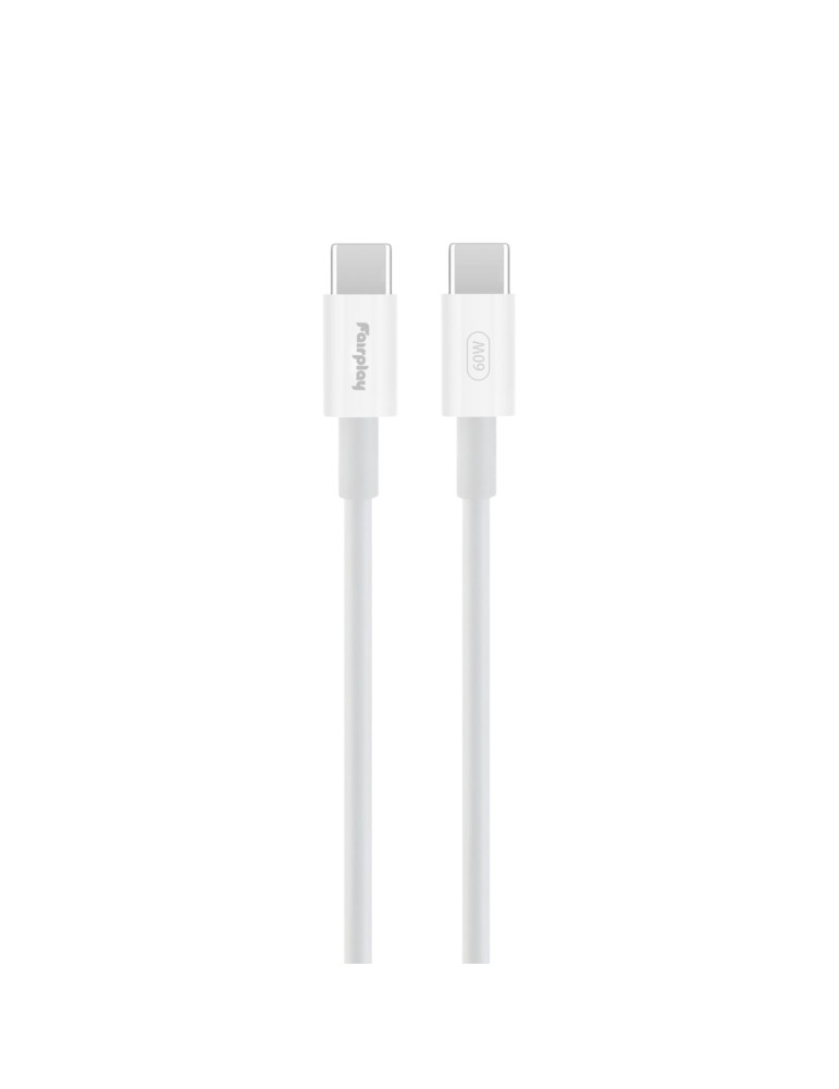 FAIRPLAY Câble 60W USB-C vers USB-C 1m (Blanc) (Bulk)
