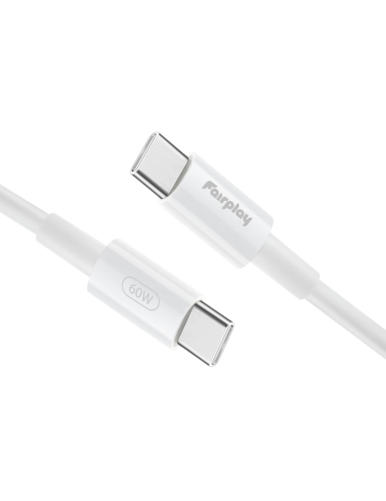 FAIRPLAY Câble 60W USB-C vers USB-C 1m (Blanc) (Bulk)