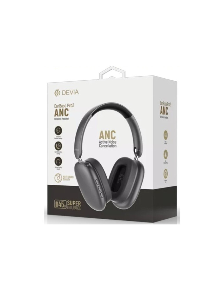 DEVIA EarBass Pro2 Casque Bluetooth (Gris Foncé) | DOTIRI
