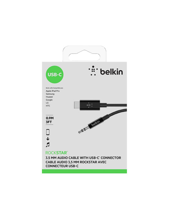 BELKIN Câble Jack 3,5 mm à USB-C 0,9m (Noir) | DOTIRI