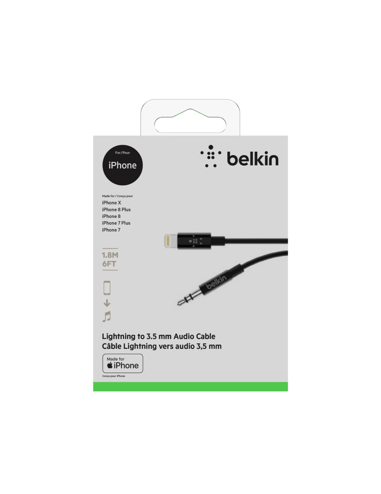 BELKIN Câble Jack 3,5mm vers Lightning MFi 0,9m (Noir)