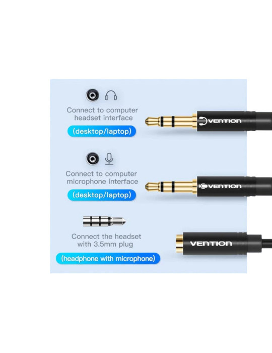 VENTION Câble Adaptateur Audio 2 Jack 3,5mm Mâle vers Jack 3,5mm