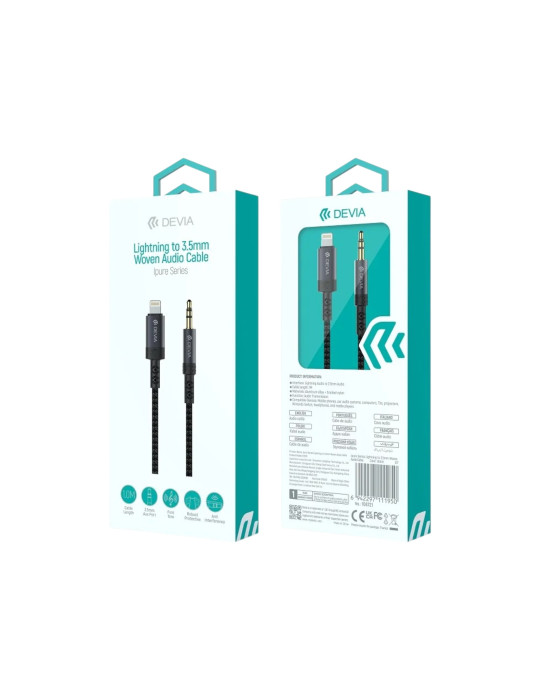 DEVIA Câble Lightning Vers Jack 3,5mm 1m (Noir) | DOTIRI